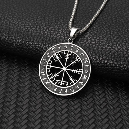 Vegvisir Necklace – Viking Compass Pendant with Rune Symbols, Norse Mythology Jewelry, Nordic Heritage Gift, VKN0002