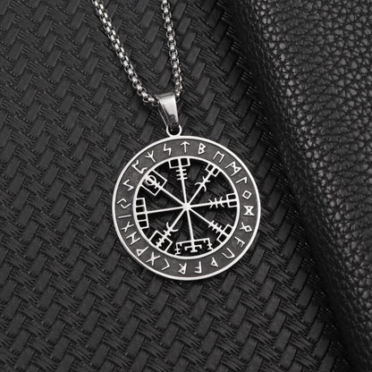 Vegvisir Necklace – Viking Compass Pendant with Rune Symbols, Norse Mythology Jewelry, Nordic Heritage Gift, VKN0002