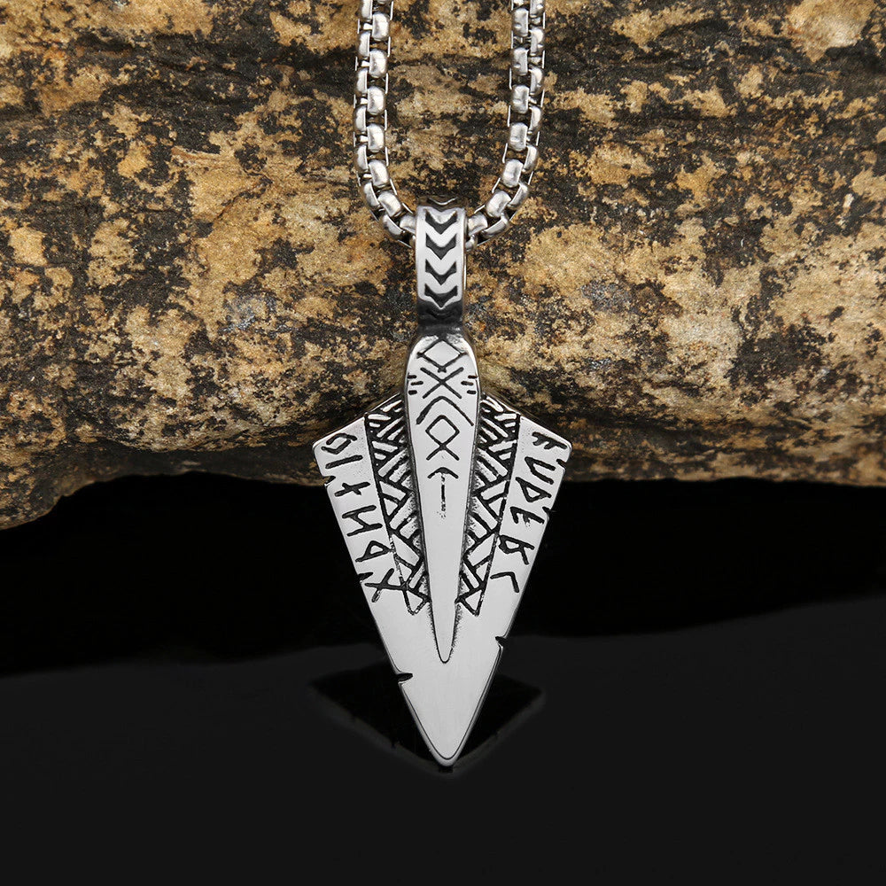 Gungnir Necklace – Odin Spear and Rune Symbol Pendant, Norse Mythology Jewelry, Viking Gift, VKN0004