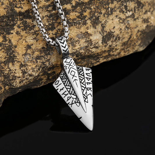 Gungnir Necklace – Odin Spear and Rune Symbol Pendant, Norse Mythology Jewelry, Viking Gift, VKN0004