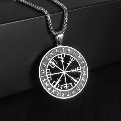 Vegvisir Necklace – Viking Compass Pendant with Rune Symbols, Norse Mythology Jewelry, Nordic Heritage Gift, VKN0002