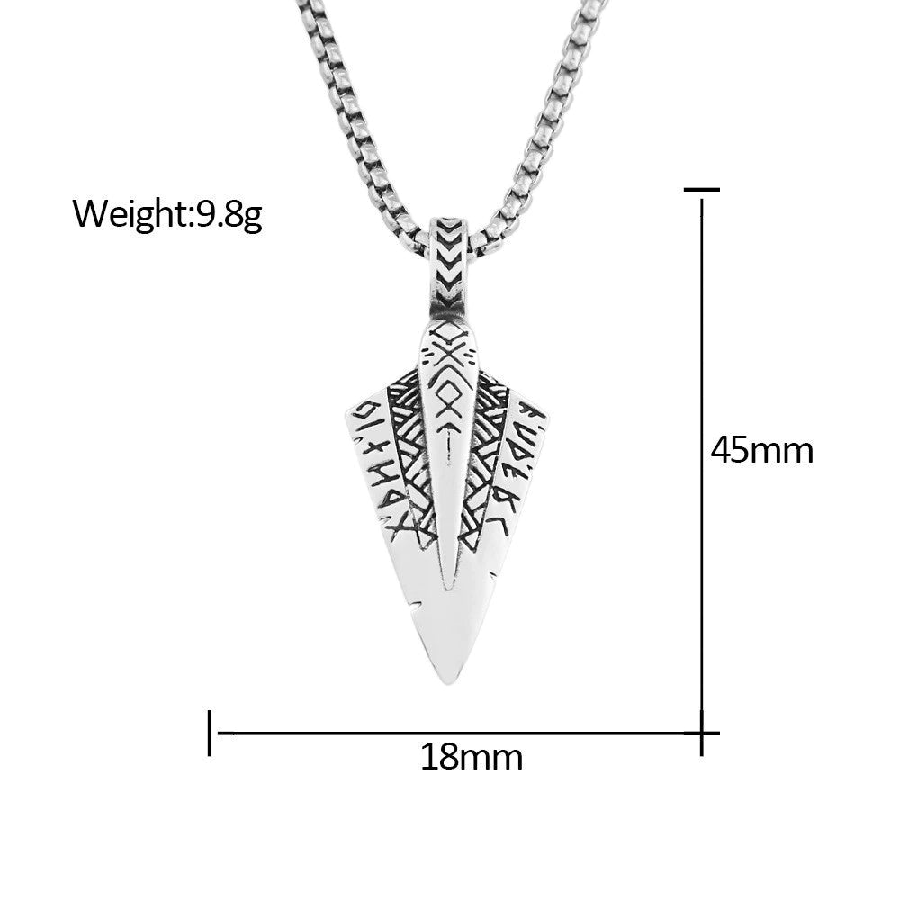 Gungnir Necklace – Odin Spear and Rune Symbol Pendant, Norse Mythology Jewelry, Viking Gift, VKN0004