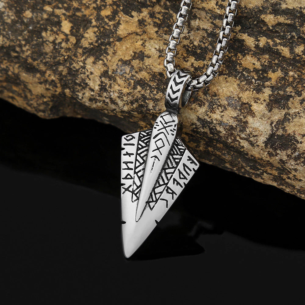 Gungnir Necklace – Odin Spear and Rune Symbol Pendant, Norse Mythology Jewelry, Viking Gift, VKN0004