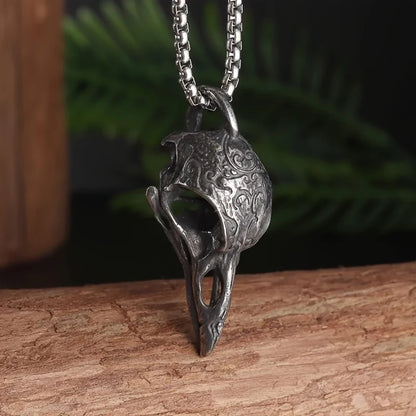 Raven Skull Necklace – Norse Raven Pendant, Viking Jewelry, Nordic Mythology Gift, VKN0005