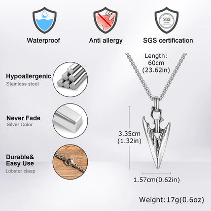 Gungnir Necklace – Odin's Spear Symbol, Viking Pendant, Norse Mythology Jewelry Gift, VKN0006