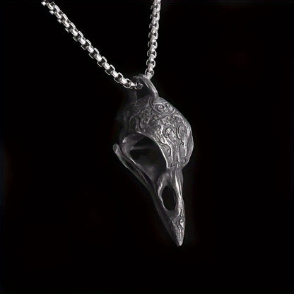 Raven Skull Necklace – Norse Raven Pendant, Viking Jewelry, Nordic Mythology Gift, VKN0005