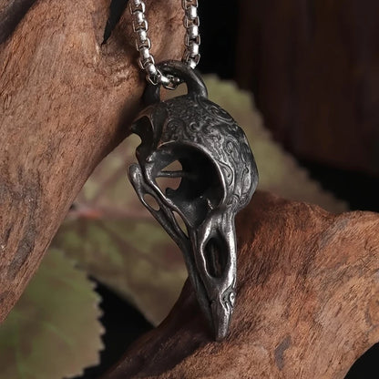 Raven Skull Necklace – Norse Raven Pendant, Viking Jewelry, Nordic Mythology Gift, VKN0005