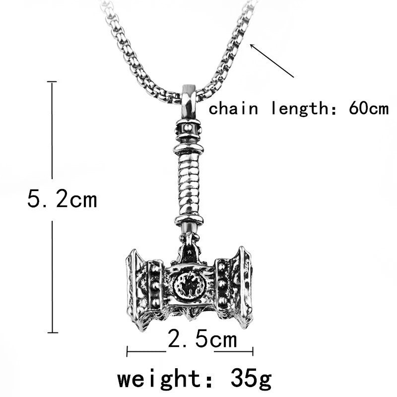 Mjolnir Necklace – Thor's Hammer Symbol, Viking Pendant, Norse Mythology Jewelry Gift, VKN0008