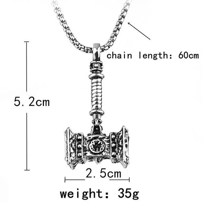Mjolnir Necklace – Thor's Hammer Symbol, Viking Pendant, Norse Mythology Jewelry Gift, VKN0008